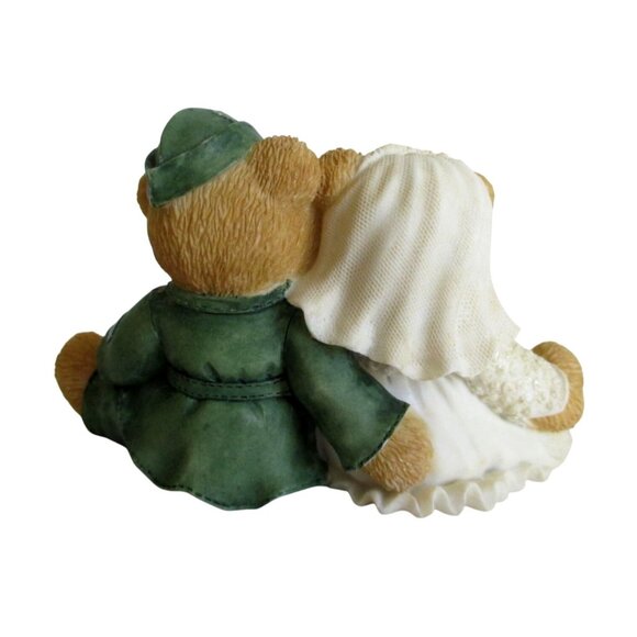 Vintage Cherished Teddies Bride & Groom Figurine: Military Uniform Wedding Decor - Picture 5 of 7
